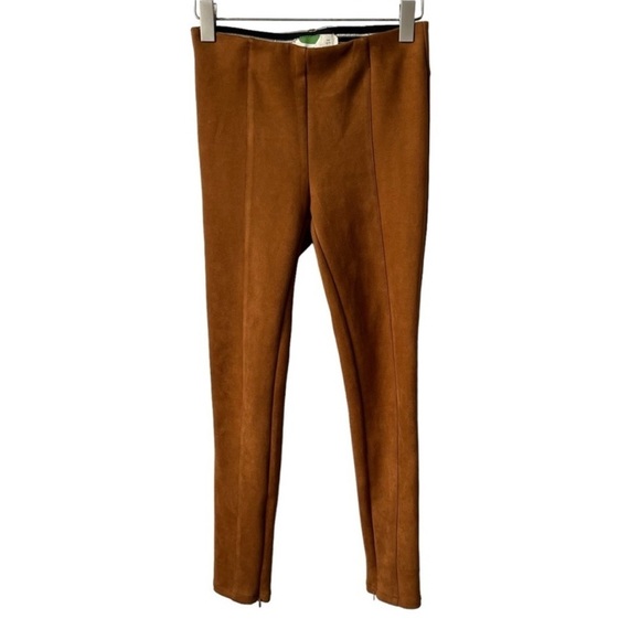 Anthropologie Faux Suede Mid-rise Pull-on Skinny Pant Leggings Ankle Zippers 27 - Picture 2 of 9